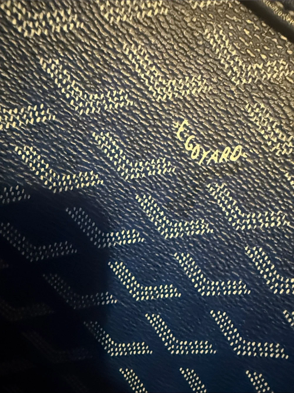 Goyard Navy Chevron Pattern Leather-Trim Tote